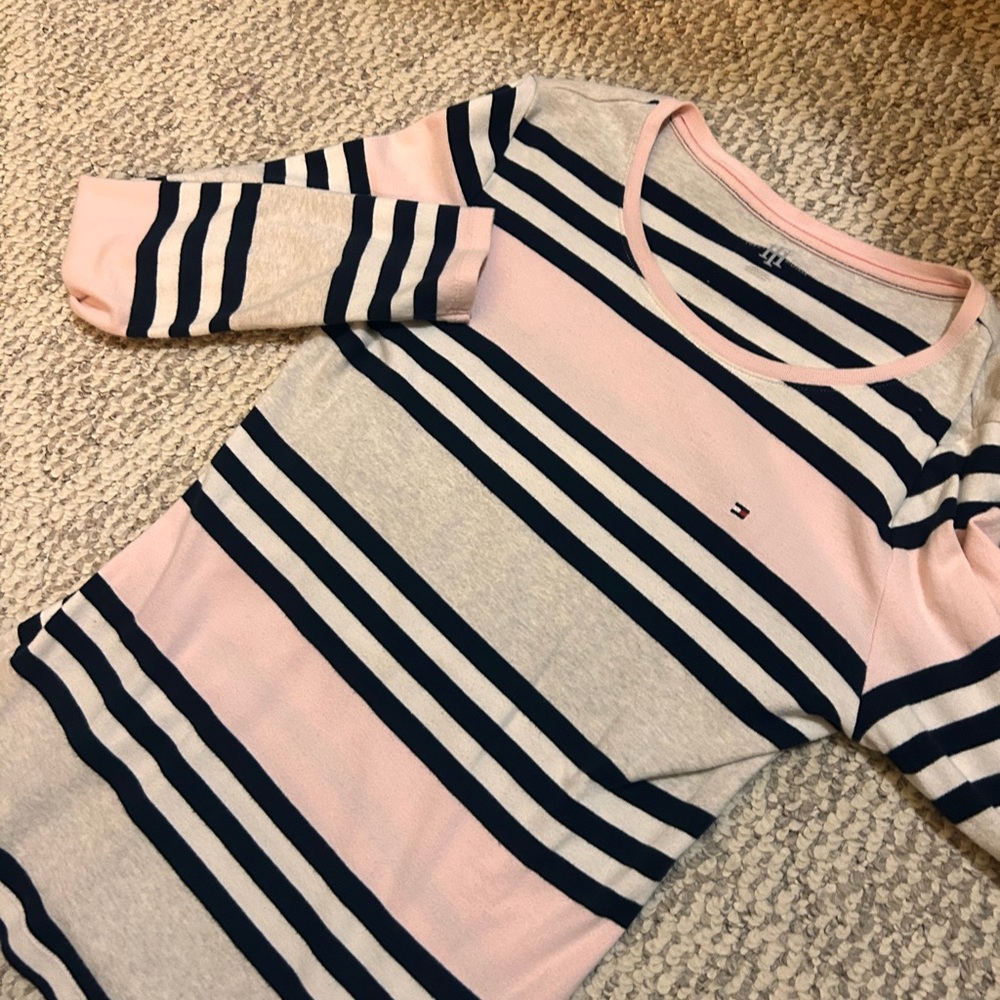 Tommy Hilfiger Pink and Navy Striped Top